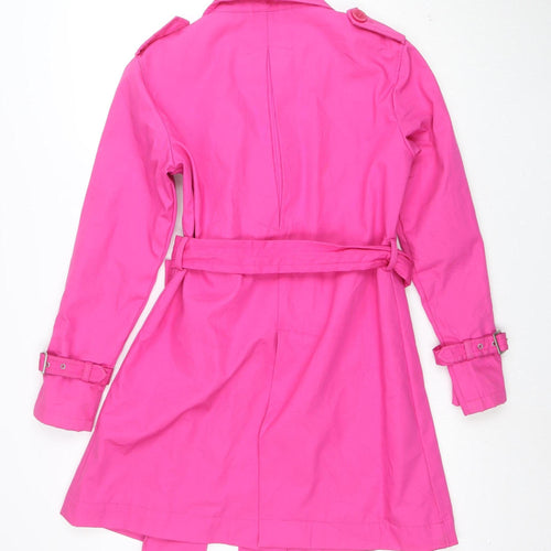 Rave Women’s Pink Cotton Mid-Length Trench Coat M Belted Lined