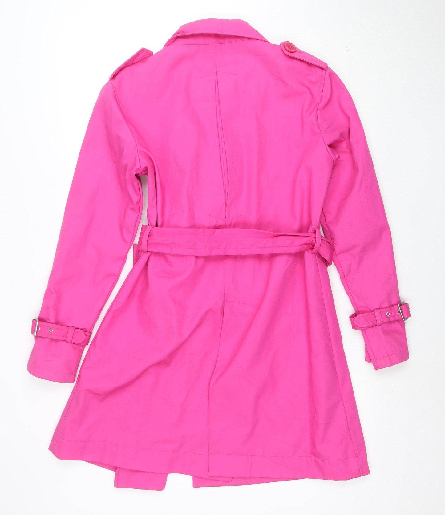 Rave Women’s Pink Cotton Mid-Length Trench Coat M Belted Lined