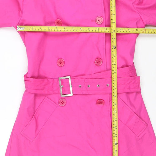 Rave Women’s Pink Cotton Mid-Length Trench Coat M Belted Lined