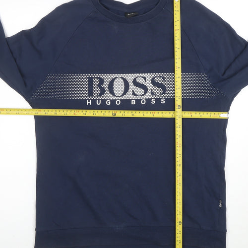 Hugo Boss Men's Blue Logo Cotton Long Sleeve T-Shirt M