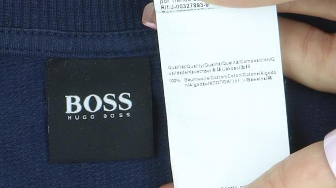 Hugo Boss Men's Blue Logo Cotton Long Sleeve T-Shirt M