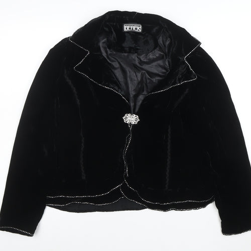 Berek Women Black Velvet Embellished Suit Jacket Size L