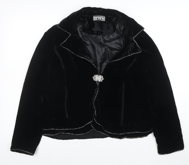 Berek Women Black Velvet Embellished Suit Jacket Size L