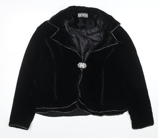 Berek Women Black Velvet Embellished Suit Jacket Size L