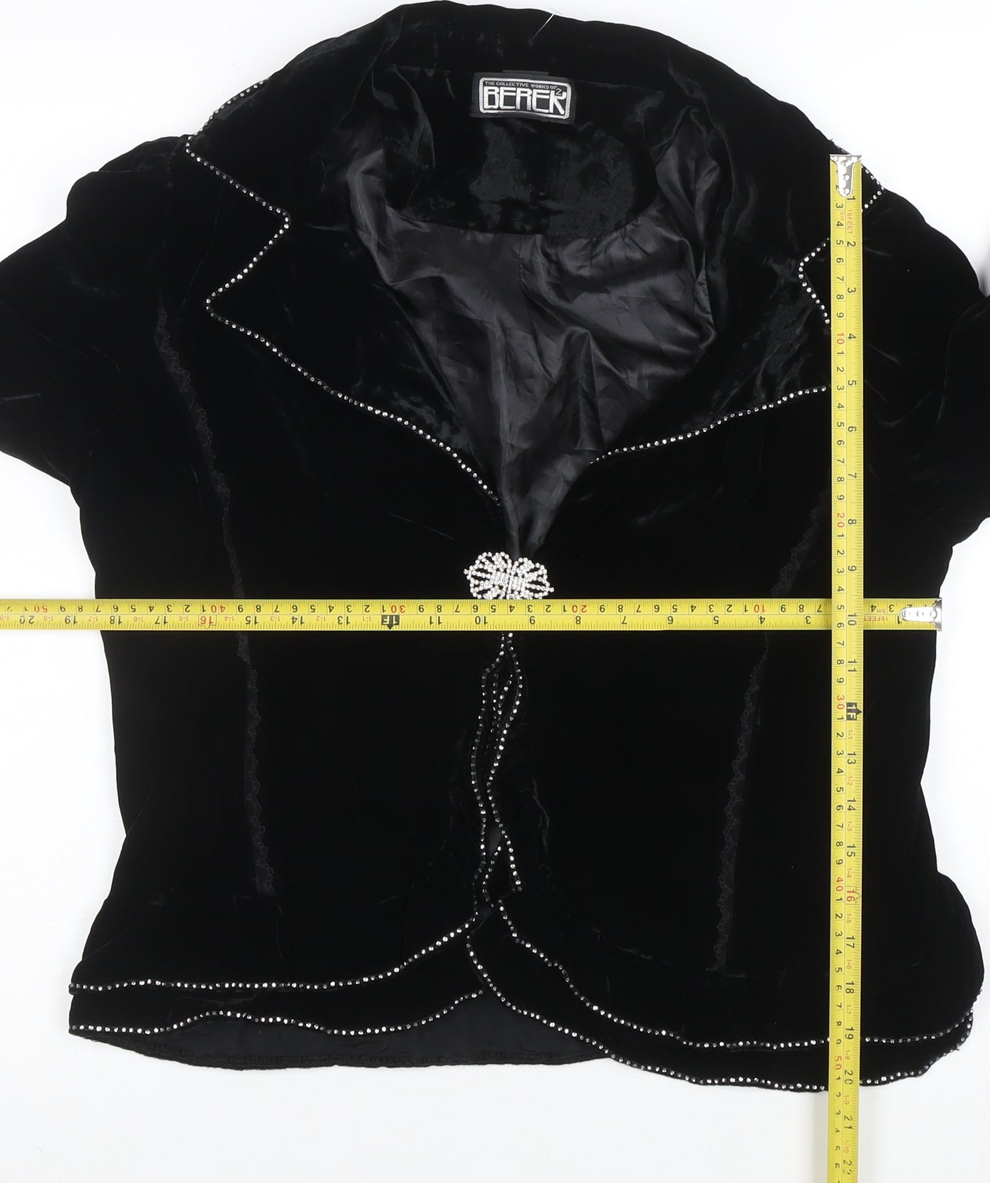 Berek Women Black Velvet Embellished Suit Jacket Size L