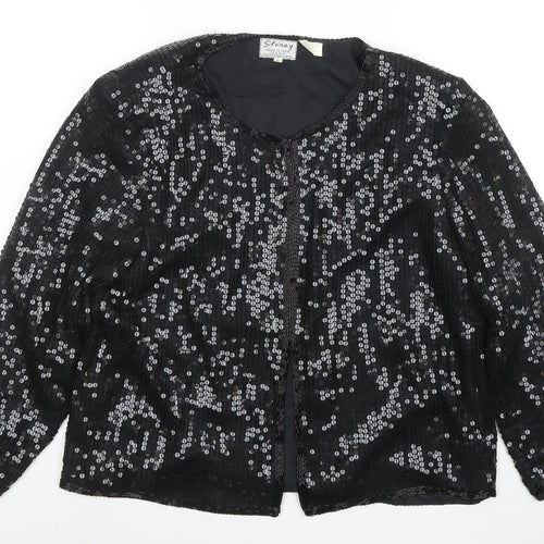 Stenay Women Black Sequin Silk Lined Blazer Size L Party Jacket