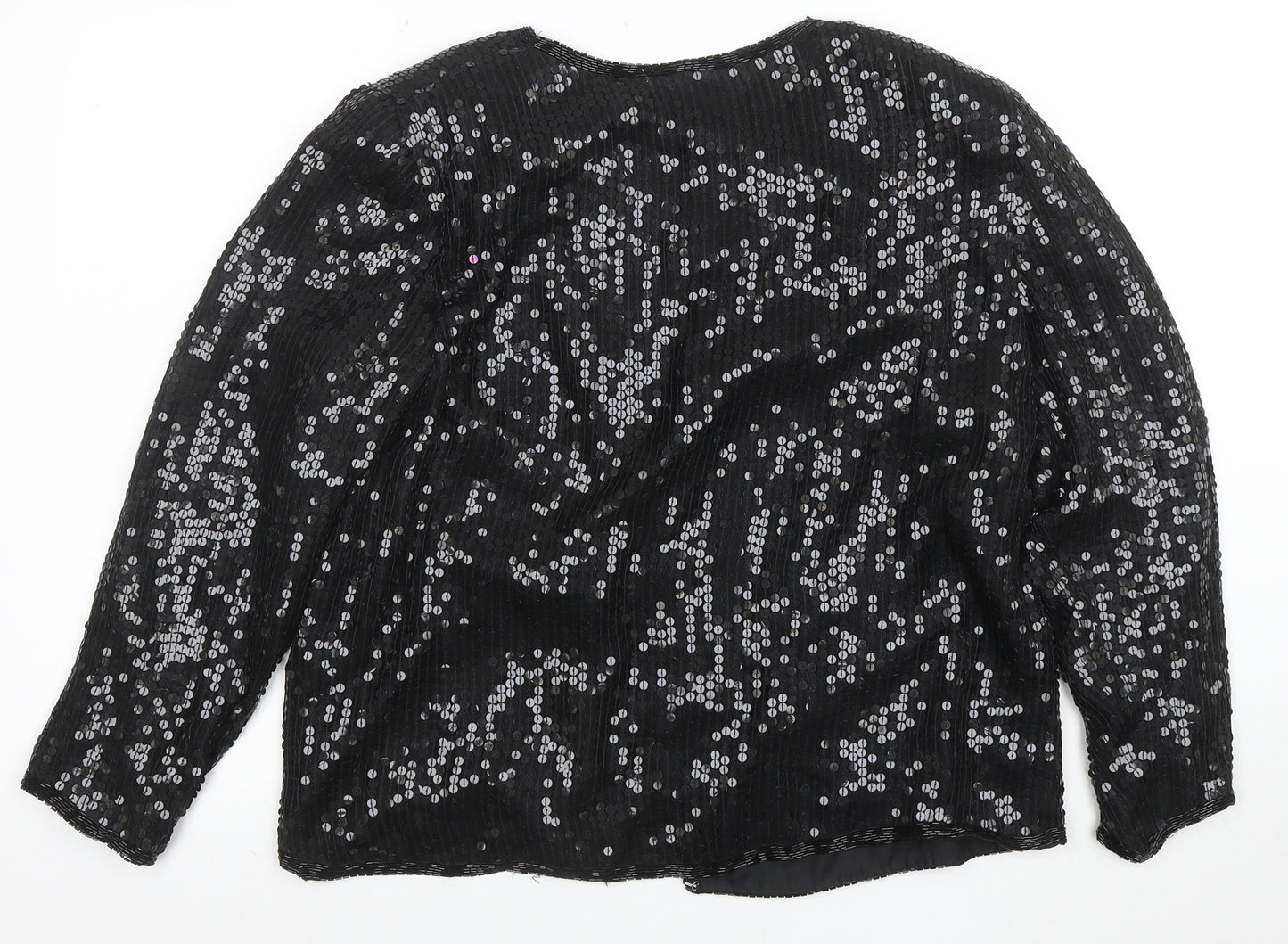 Stenay Women Black Sequin Silk Lined Blazer Size L Party Jacket