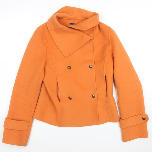 Joseph Women's Orange Wool Cashmere Pea Coat Jacket Size 10