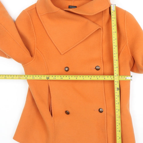 Joseph Women's Orange Wool Cashmere Pea Coat Jacket Size 10