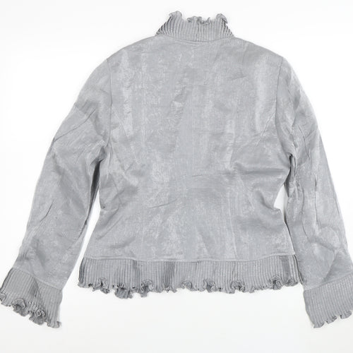 Adrianna Papell Women’s Grey Ruffled Blazer Size 8 Evening Essentials