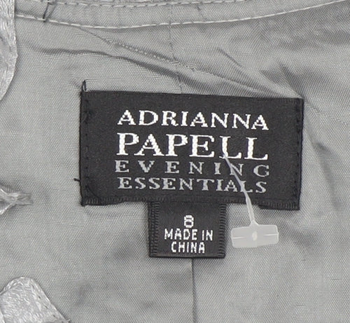 Adrianna Papell Women’s Grey Ruffled Blazer Size 8 Evening Essentials