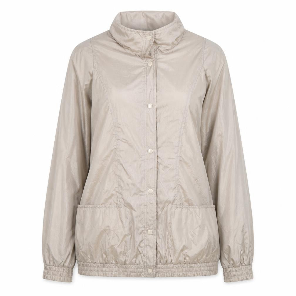 Front view of Haband Women Beige L Lightweight Nylon Lined Casual Jacket