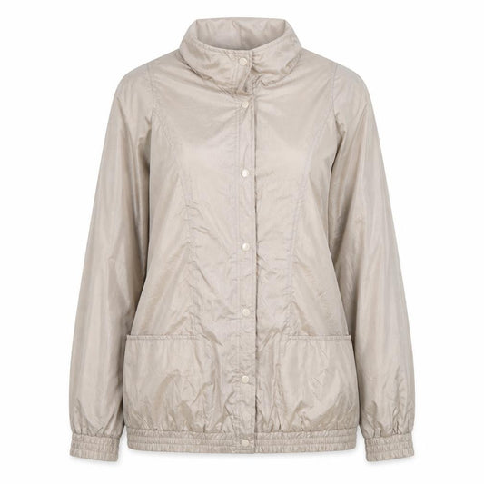 Front view of Haband Women Beige L Lightweight Nylon Lined Casual Jacket