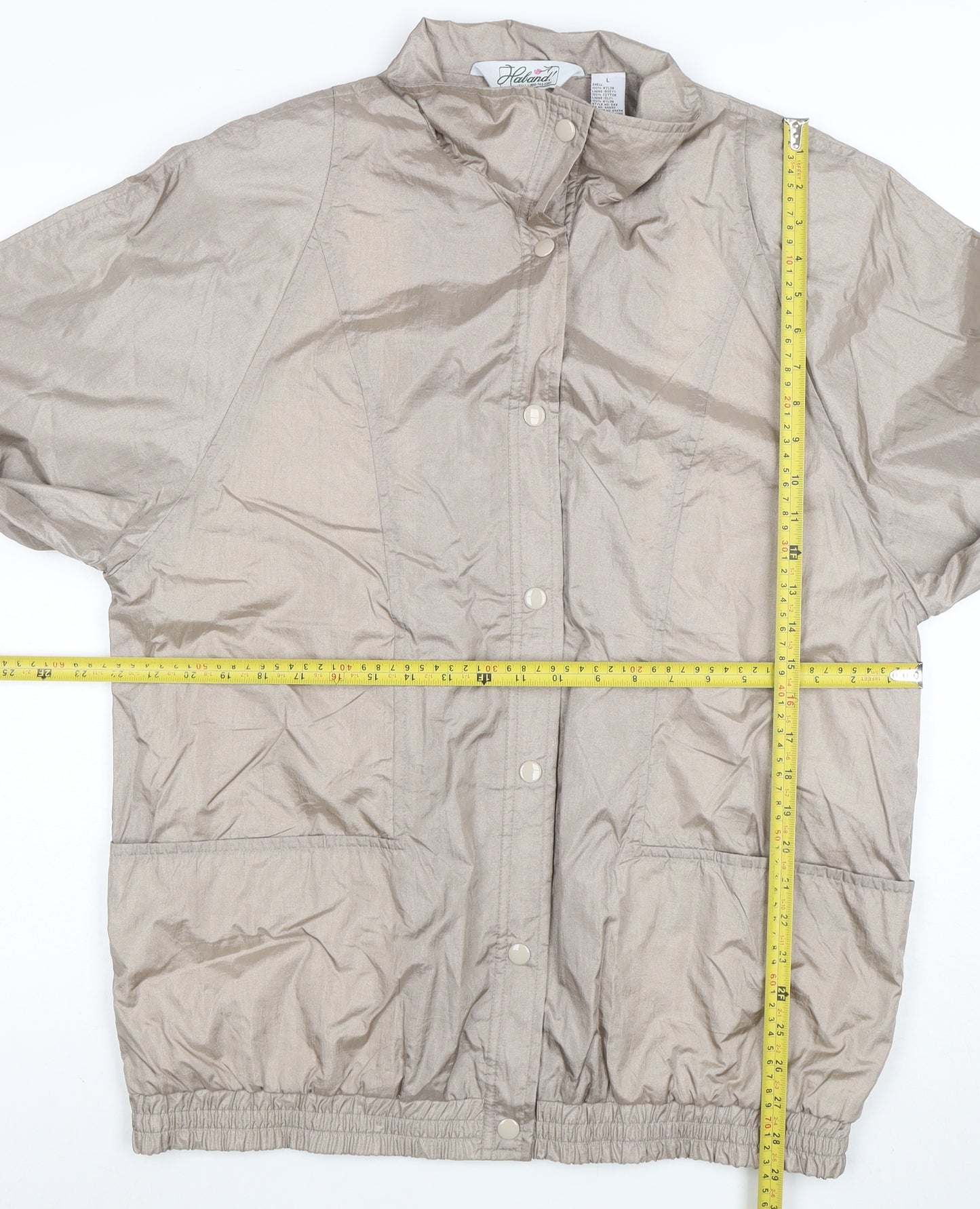 Haband Women Beige L Lightweight Nylon Lined Casual Jacket