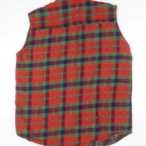 No Barriers Men's Multicoloured Sleeveless Flannel Check Button-Up Shirt L