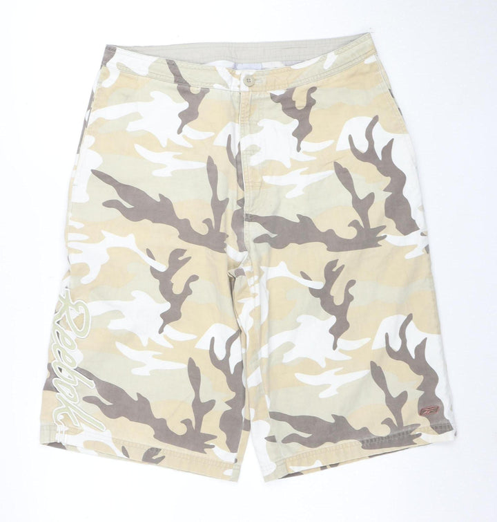Reebok Mens Beige Camouflage Cargo Shorts XL Outdoor Style