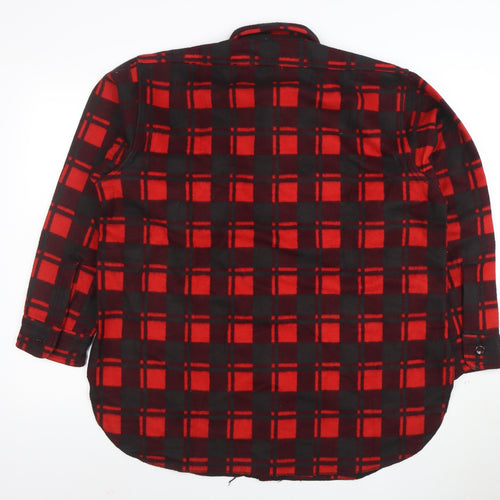 Champion Men's Red Black Flannel Plaid Button-Up Shirt Size 16.5