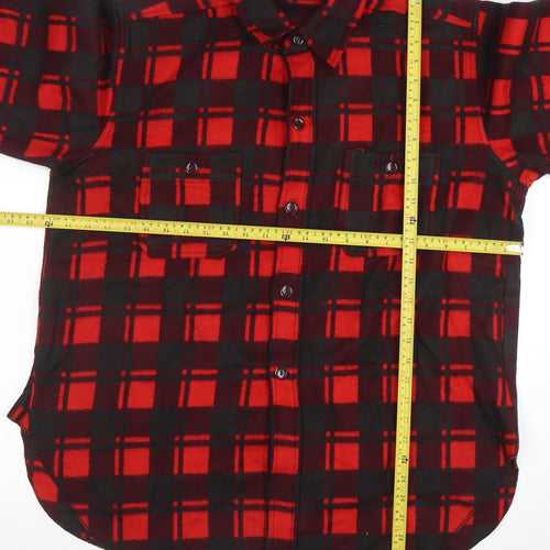 Champion Men's Red Black Flannel Plaid Button-Up Shirt Size 16.5