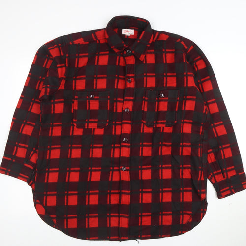 Champion Men's Red Black Flannel Plaid Button-Up Shirt Size 16.5