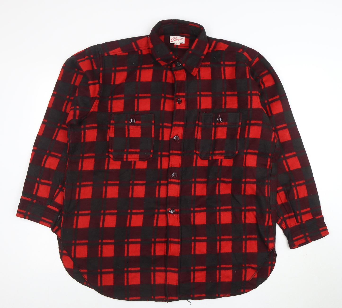 Champion Men's Red Black Flannel Plaid Button-Up Shirt Size 16.5