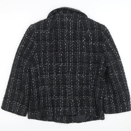 Oasis Women's Black Tweed Button Up Short Jacket Size 10