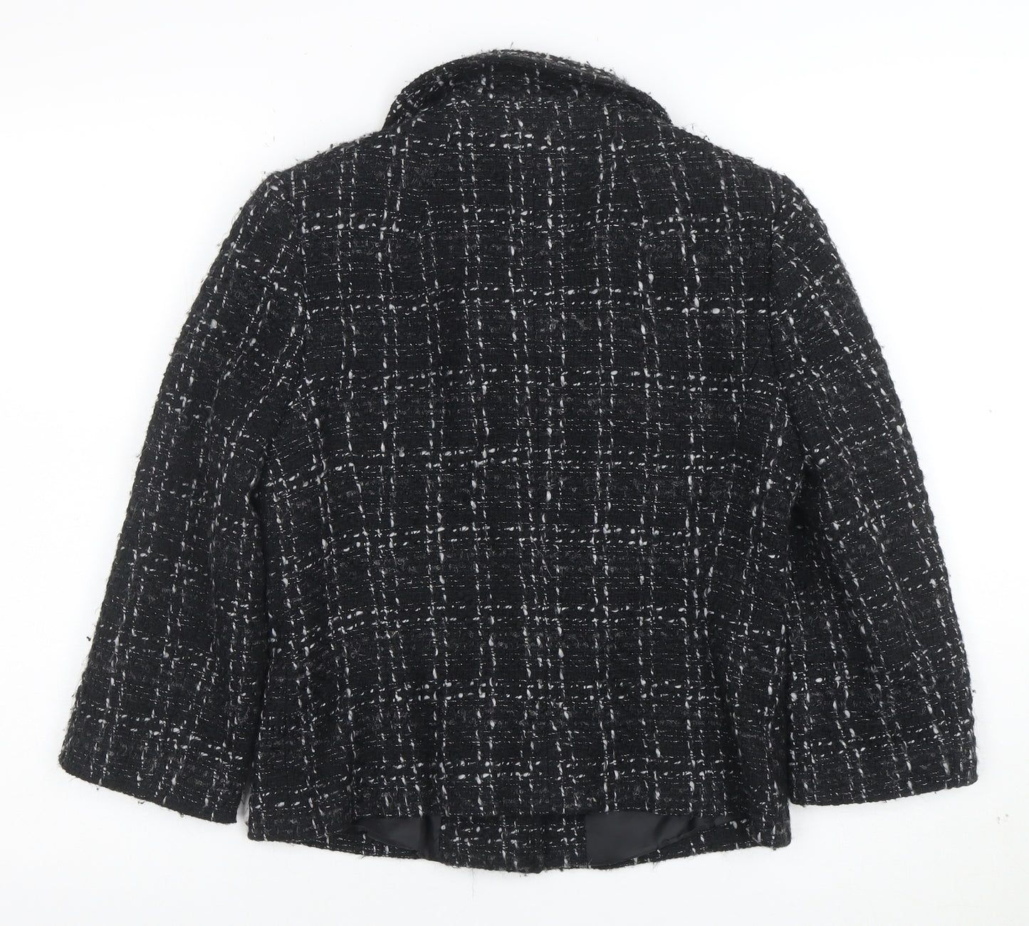 Oasis Women's Black Tweed Button Up Short Jacket Size 10