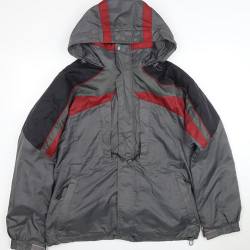 Athletech Men's Grey Hooded Windbreaker Jacket Size M Outdoor Zip Up
