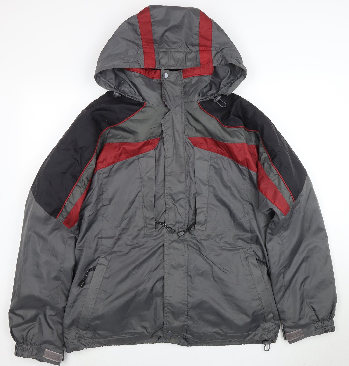 Athletech Men's Grey Hooded Windbreaker Jacket Size M Outdoor Zip Up