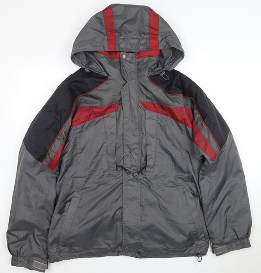 Athletech Men's Grey Hooded Windbreaker Jacket Size M Outdoor Zip Up