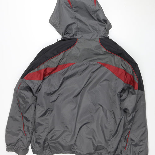 Athletech Men's Grey Hooded Windbreaker Jacket Size M Outdoor Zip Up