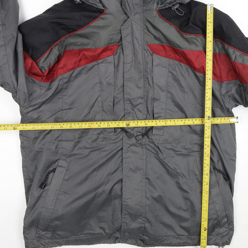 Athletech Men's Grey Hooded Windbreaker Jacket Size M Outdoor Zip Up