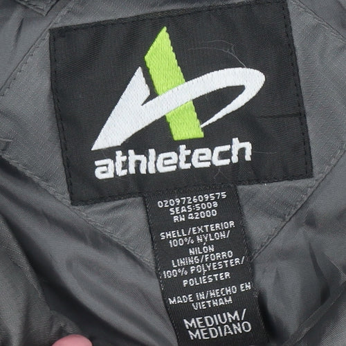 Athletech Men's Grey Hooded Windbreaker Jacket Size M Outdoor Zip Up