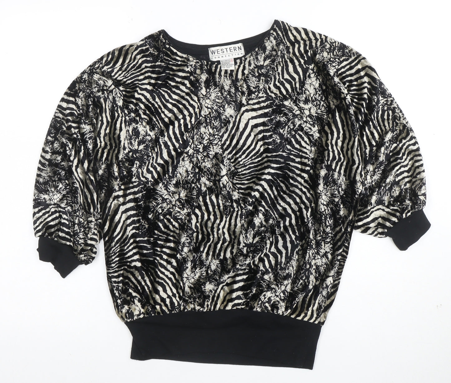 Western Connection Womens Black Animal Print Tunic Blouse S