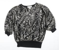 Western Connection Womens Black Animal Print Tunic Blouse S