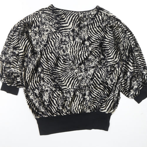 Western Connection Womens Black Animal Print Tunic Blouse S