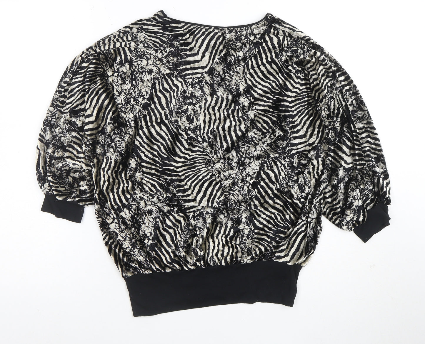 Western Connection Womens Black Animal Print Tunic Blouse S