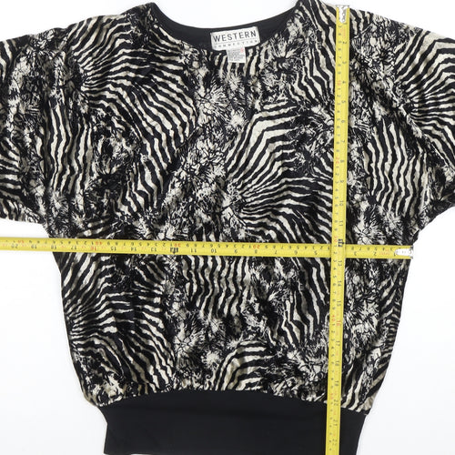 Western Connection Womens Black Animal Print Tunic Blouse S