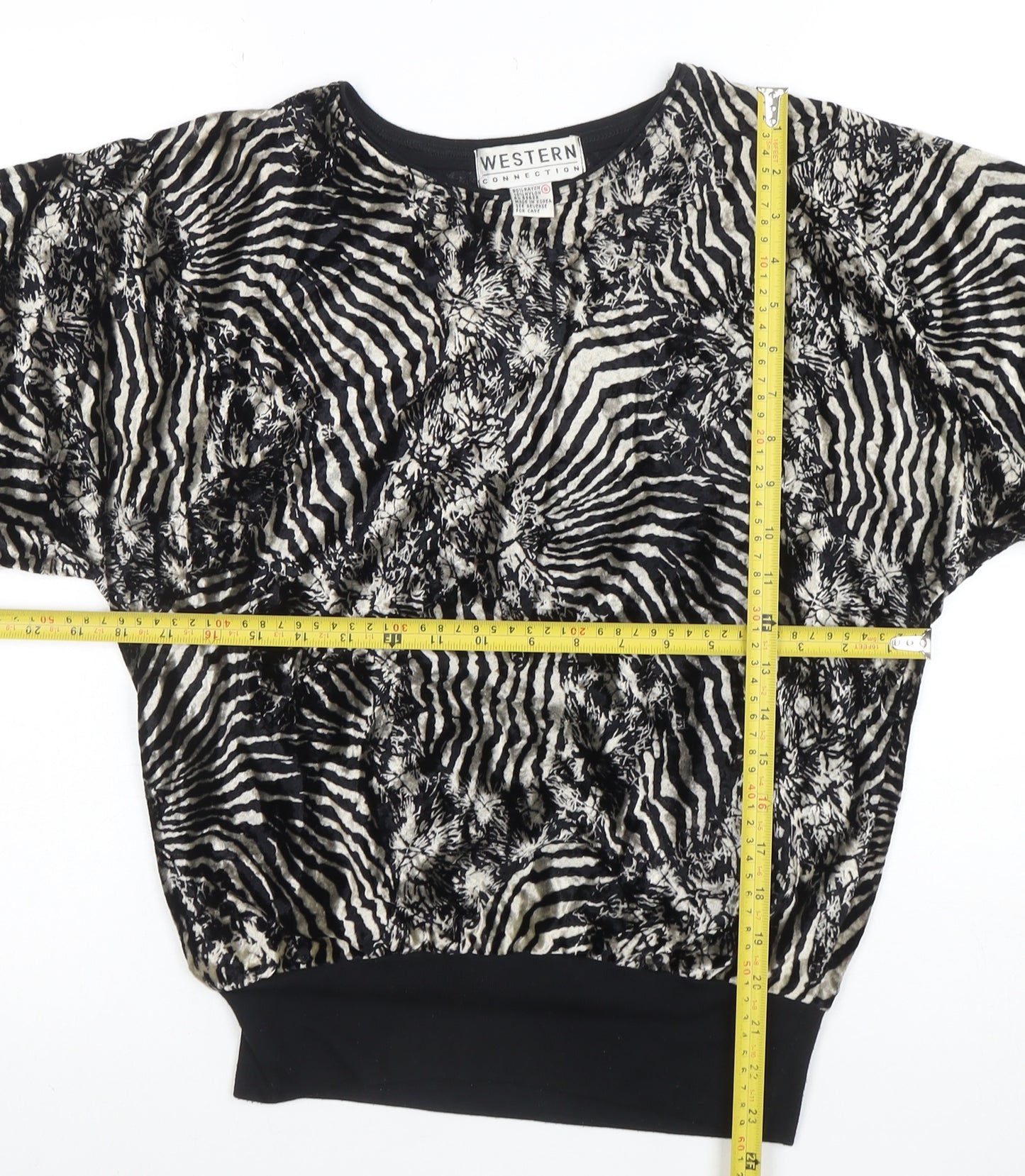 Western Connection Womens Black Animal Print Tunic Blouse S