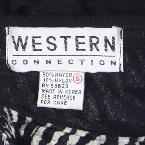Western Connection Womens Black Animal Print Tunic Blouse S
