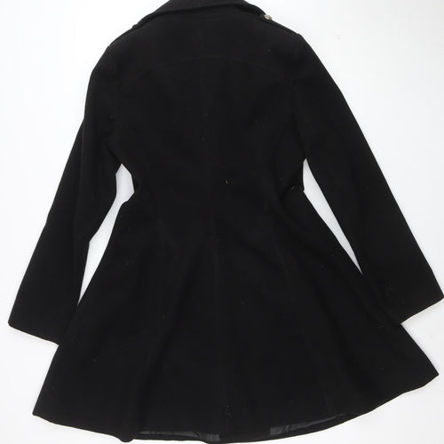 Miss Selfridge Women Black Pea Coat Size 12 Classic Mid-Length