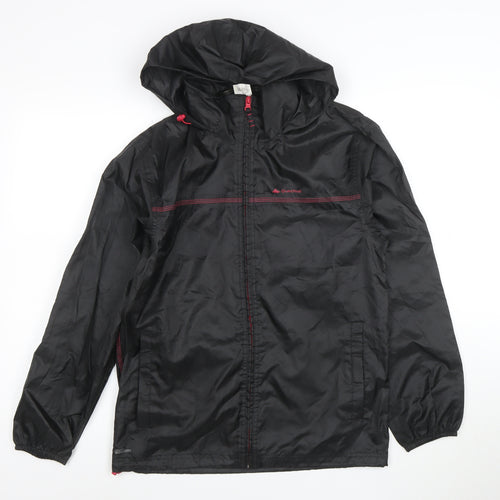 Quechua Womens Black L Windbreaker Jacket Hooded Water Resistant