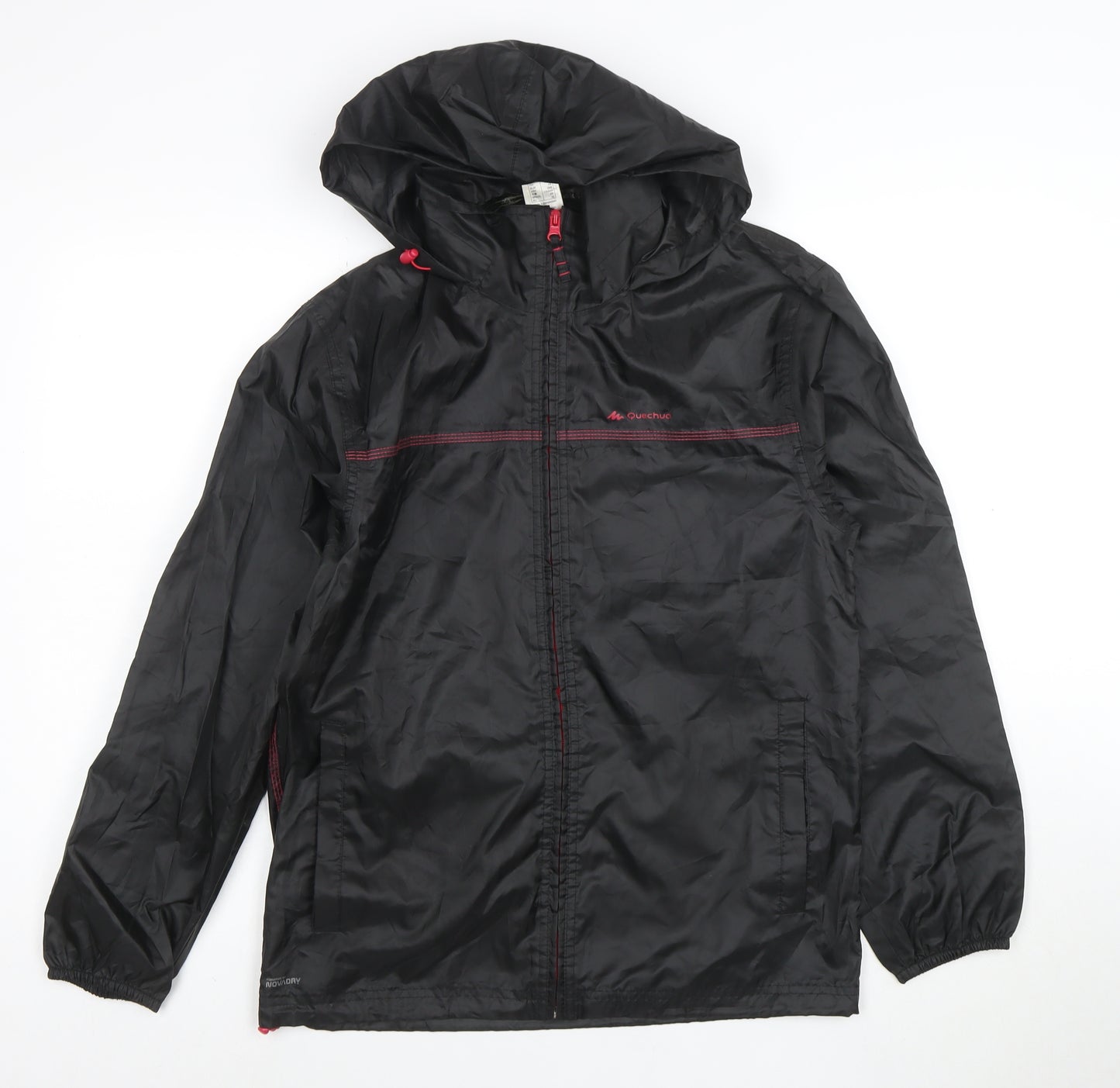 Quechua Womens Black L Windbreaker Jacket Hooded Water Resistant