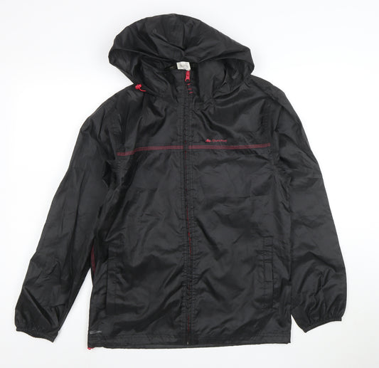 Quechua Womens Black L Windbreaker Jacket Hooded Water Resistant