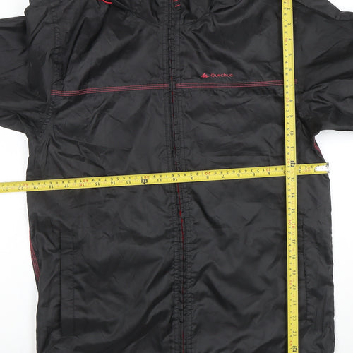 Quechua Womens Black L Windbreaker Jacket Hooded Water Resistant