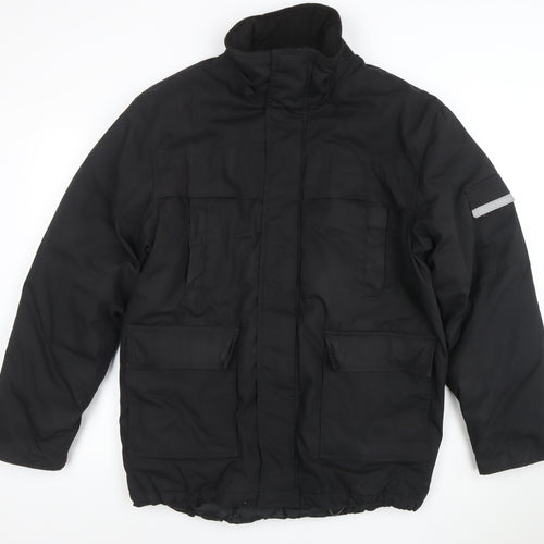 Nicks World Mens Black S Winter Parka Jacket with Reflective Trim