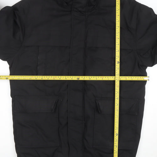 Nicks World Mens Black S Winter Parka Jacket with Reflective Trim