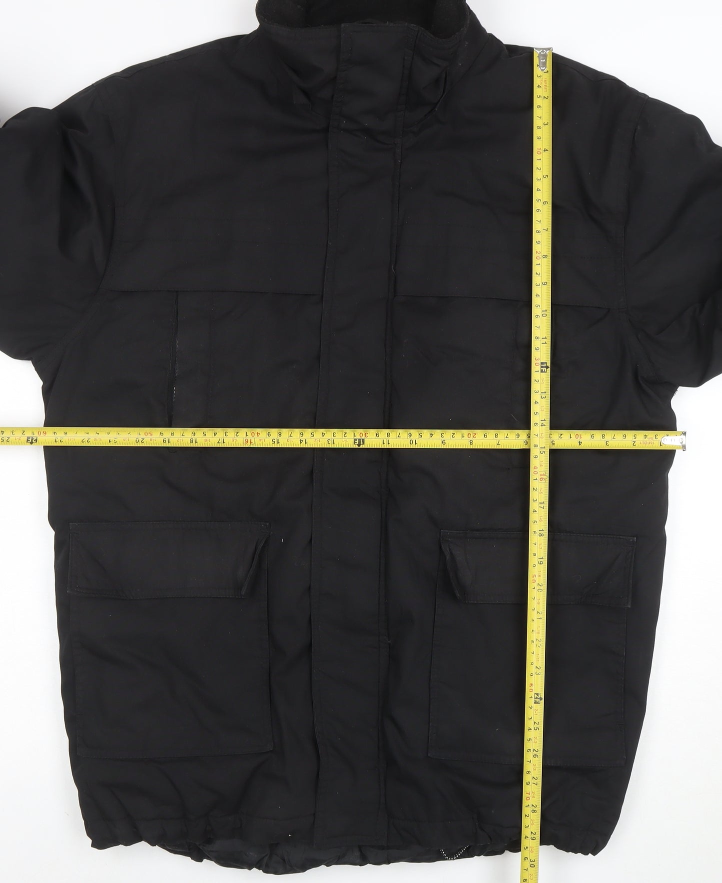 Nicks World Mens Black S Winter Parka Jacket with Reflective Trim