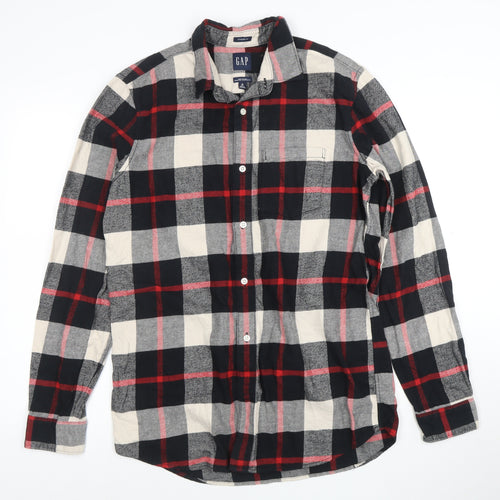 GAP Men's Multicoloured Check Flannel Button-Up Shirt Size M