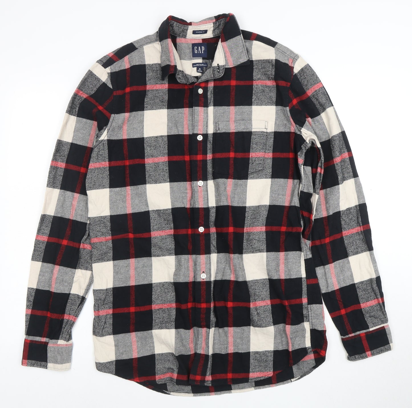 GAP Men's Multicoloured Check Flannel Button-Up Shirt Size M