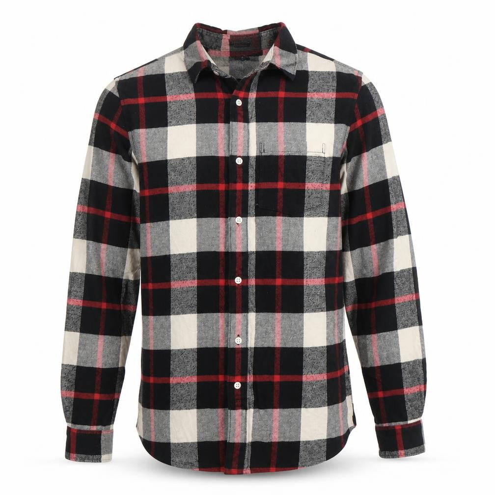 Gap Men's Multicoloured Check Flannel Button-Up Shirt Size M